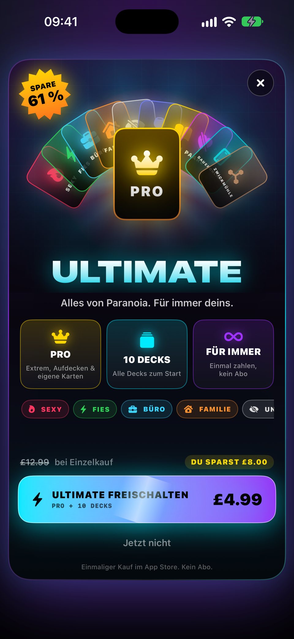 Das Ultimate-Paket: Pro plus alle zehn Decks zum Start in einem Kauf