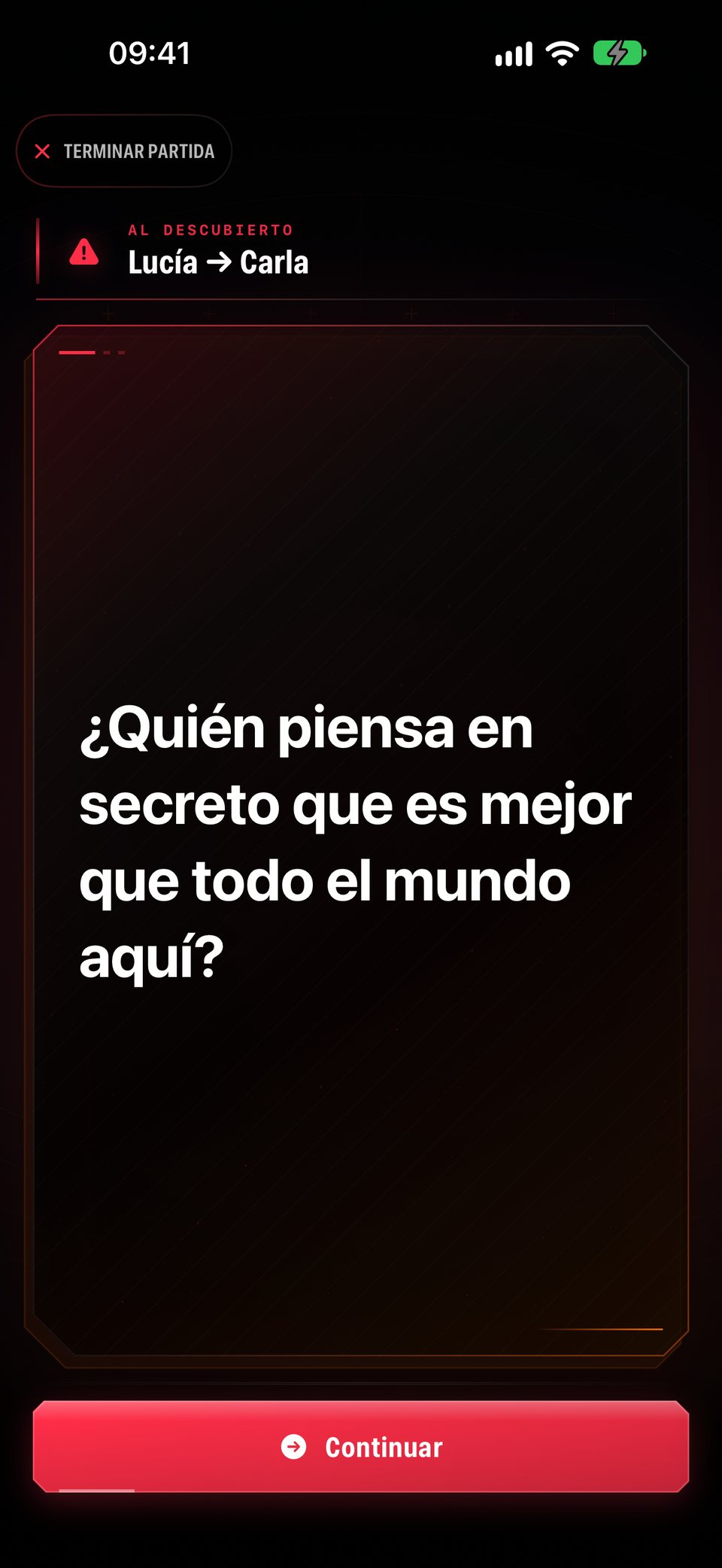 La pregunta, revelada al grupo: Lucía ha nombrado a Carla en «¿Quién piensa en secreto que es mejor que todo el mundo aquí?»