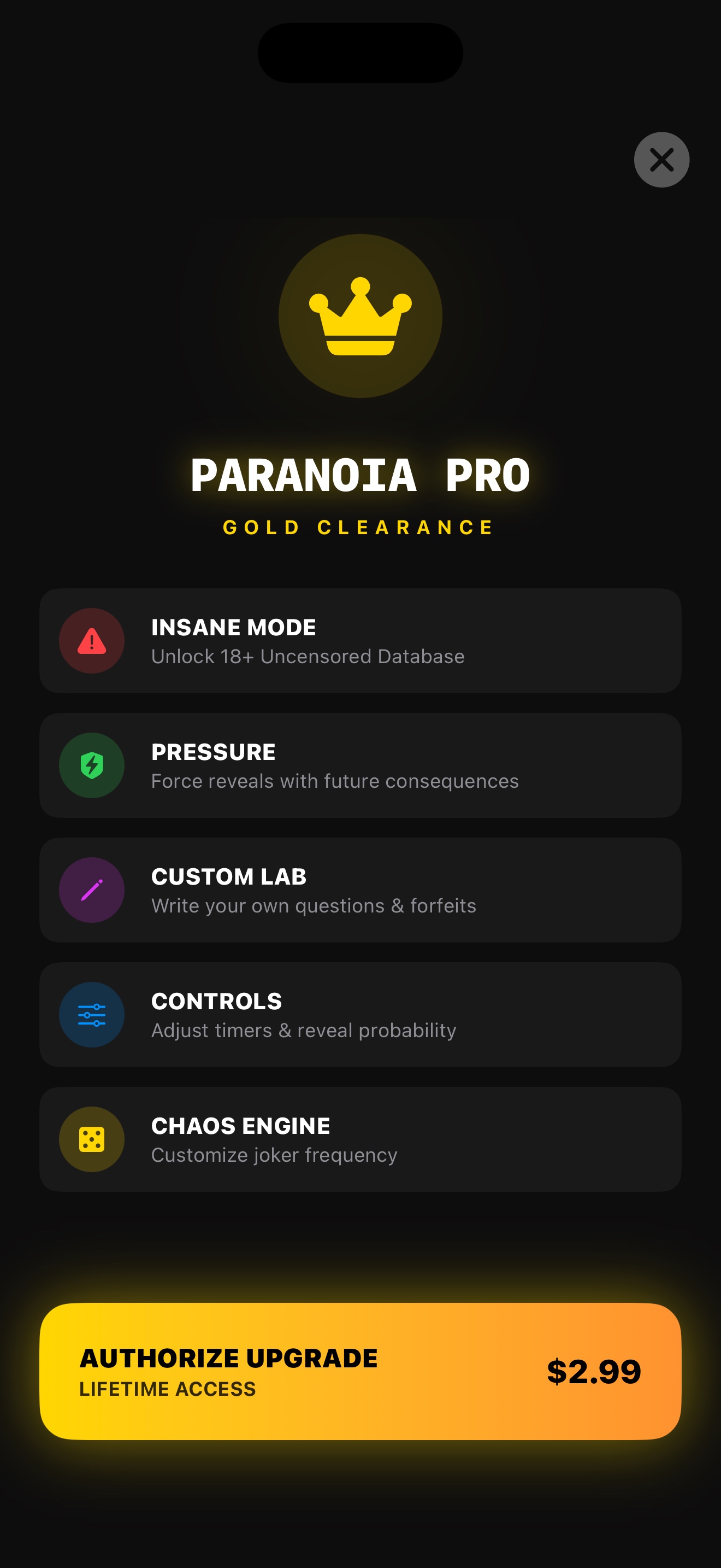 Paranoia Pro feature console