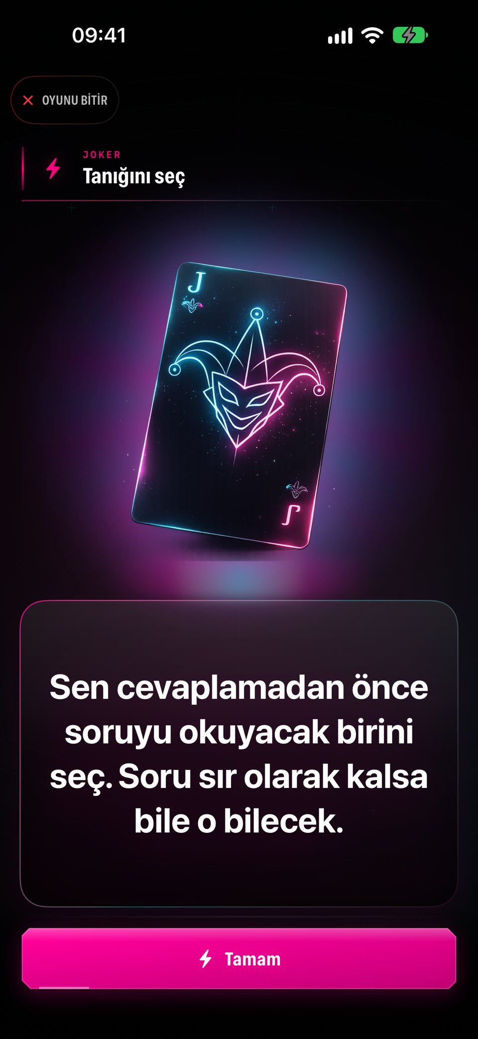 “Tanığını seç” Jokeri: cevap verdikten sonra sıradaki sorunu görecek birini seç; soru sır olarak kalsa bile o bilecek